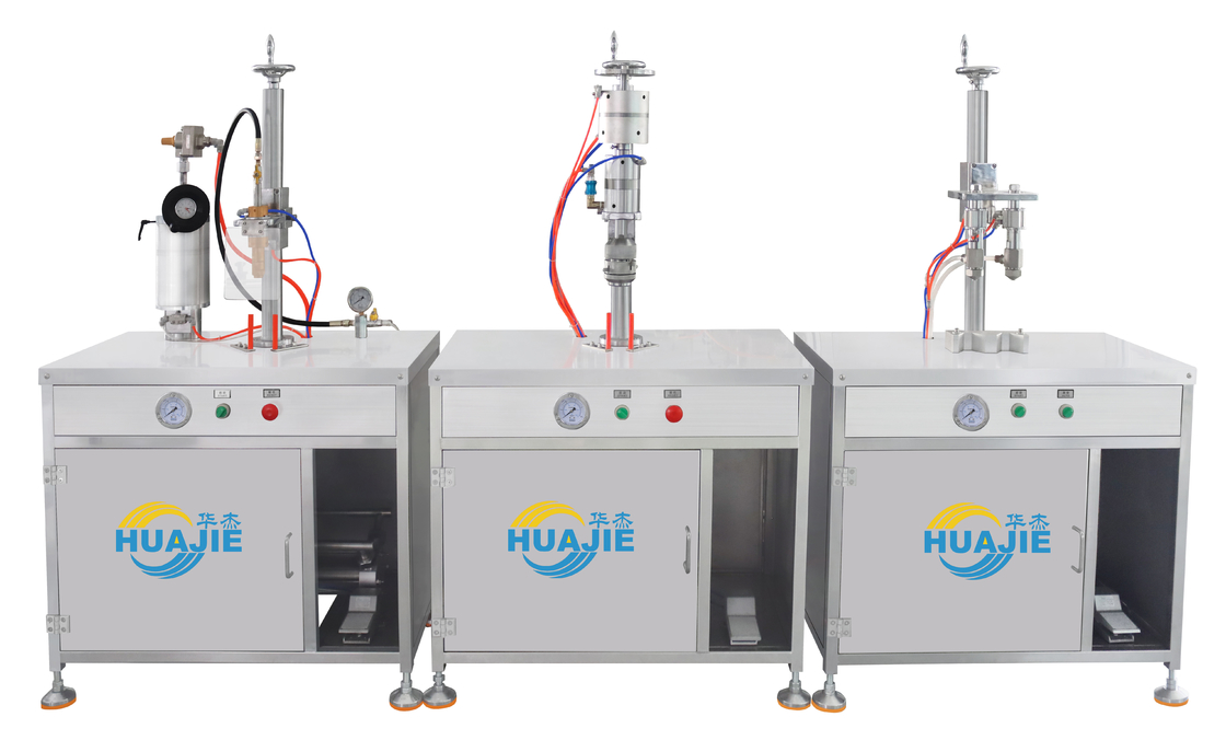 Semi Automatic Paint, Pesticide, Air Freshener, Snow, Pu Foam 3 In 1 Aerosol Body Spray Can Filling And Sealing Machine
