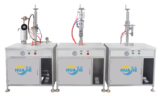 Small Scale Aerosol Filling Sealing Machine For Aerosol Spray Air Freshener Shaving Foam
